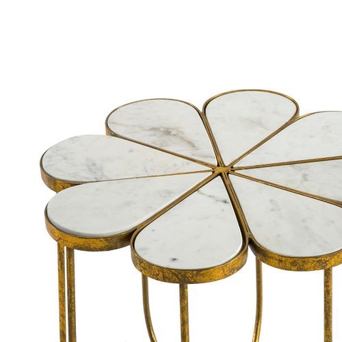 Table d'appoint marbre blanc et métal doré Hugos - Photo n°2; ?>