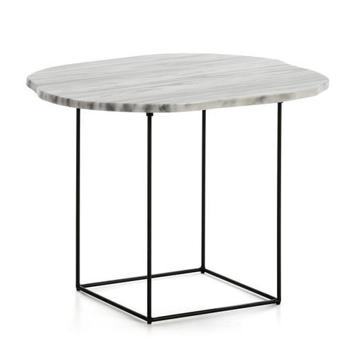 Table d'appoint marbre blanc et pieds métal noir Trois - Photo n°2; ?>
