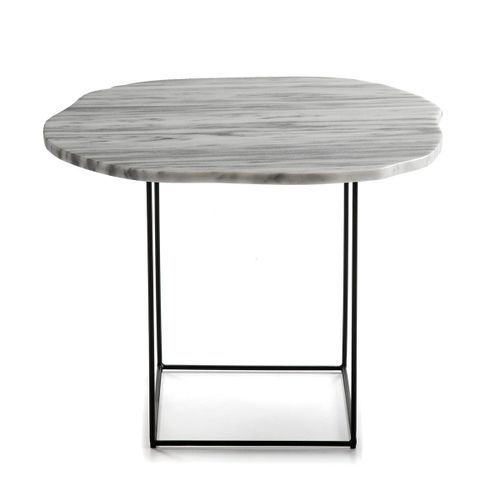 Table d'appoint marbre blanc et pieds métal noir Trois - Photo n°3; ?>