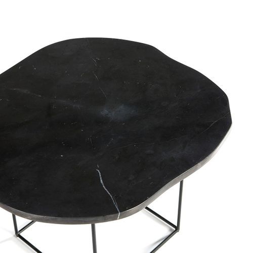 Table d'appoint marbre et pieds métal noir Trois - Photo n°3; ?>