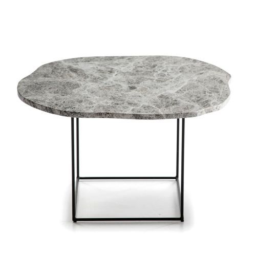 Table d'appoint marbre gris et pieds métal noir Trois - Photo n°3; ?>