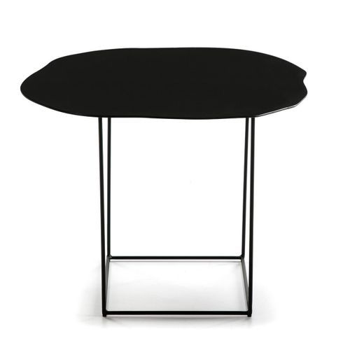 Table d'appoint marbre noir et pieds métal noir Trois - Photo n°2; ?>