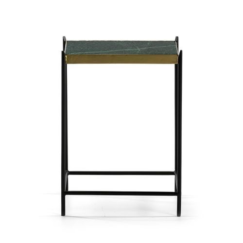 Table d'appoint marbre vert et métal noir Thierry - Photo n°2; ?>