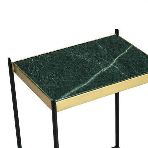 Table d'appoint marbre vert et métal noir Thierry - Photo n°3; ?>
