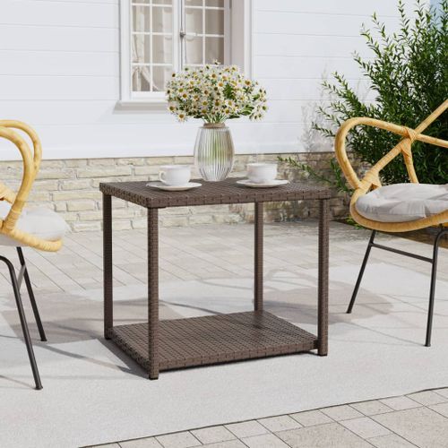 Table d'appoint marron 55x45x49 cm résine tressée - Photo n°2; ?>