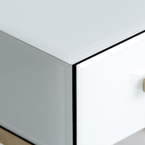 Table d'appoint design pieds acier doré et plateau miroir blanc Oliva 61 cm - Lot de 2 - Photo n°3; ?>