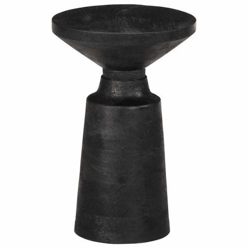 Table d'appoint noir Ø33x50 cm bois de manguier massif - Photo n°3; ?>