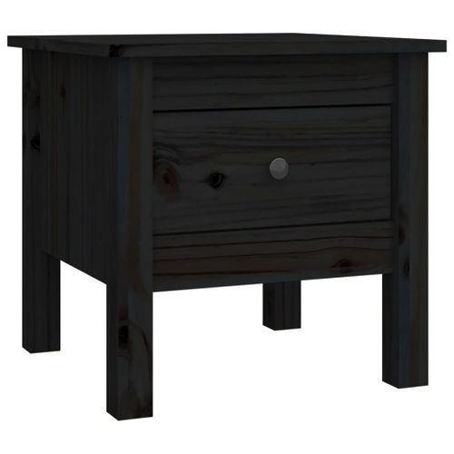 Table d'appoint Noir 40x40x39 cm Bois massif de pin - Photo n°2; ?>