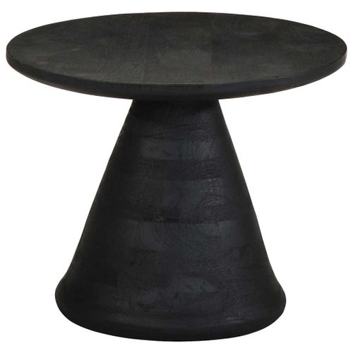 Table d'appoint noir Ø50x40 cm bois de manguier massif - Photo n°3; ?>