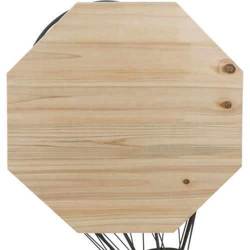 Table d'appoint octogonale bois massif clair et métal noir Jail - Photo n°2; ?>