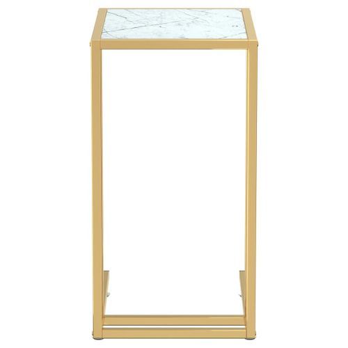 Table d'appoint ordinateur Marbre blanc 50x35x65cm Verre trempé 2 - Photo n°3; ?>