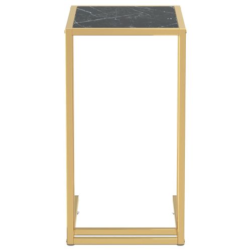 Table d'appoint ordinateur Marbre noir 50x35x65 cm Verre trempé - Photo n°3; ?>