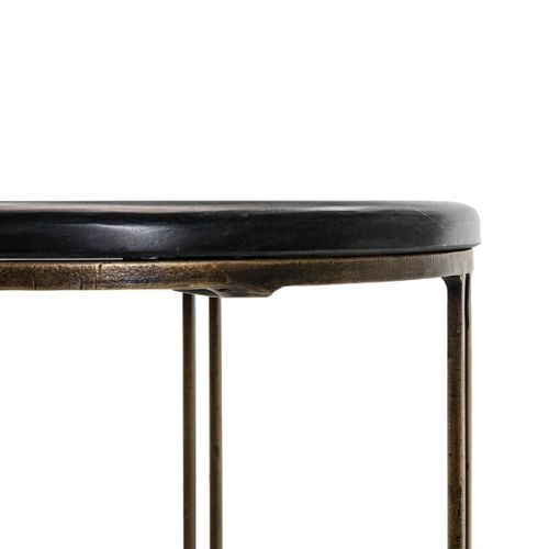 Table d'appoint pierre noir et métal doré Gina H 59 cm - Photo n°3; ?>