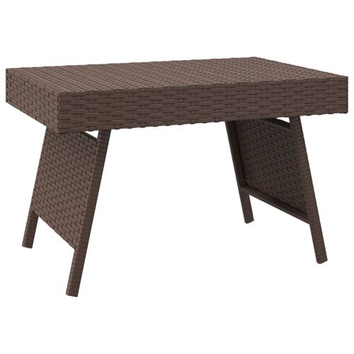 Table d'appoint pliable marron 60x40x38 cm résine tressée - Photo n°2; ?>