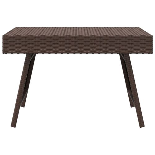Table d'appoint pliable marron 60x40x38 cm résine tressée - Photo n°3; ?>