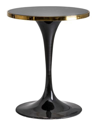Table d'appoint résine imitation marbre noir et métal doré Nath - Photo n°2; ?>