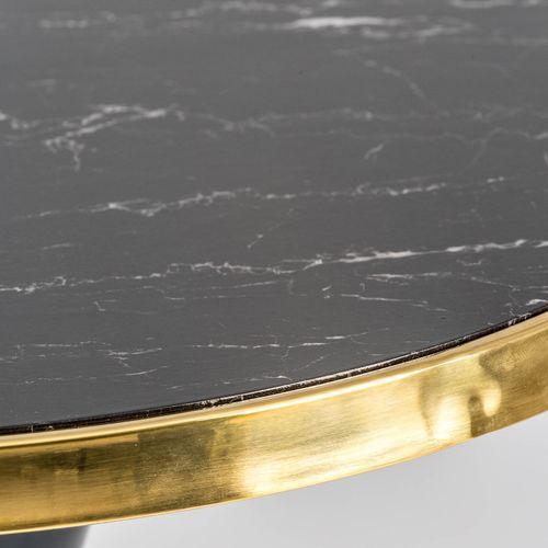Table d'appoint résine imitation marbre noir et métal doré Nath - Photo n°3; ?>