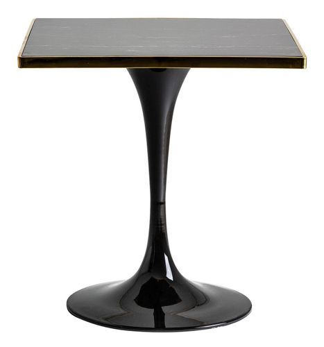 Table d'appoint résine imitation marbre noir et métal doré Nath 2 - Photo n°2; ?>