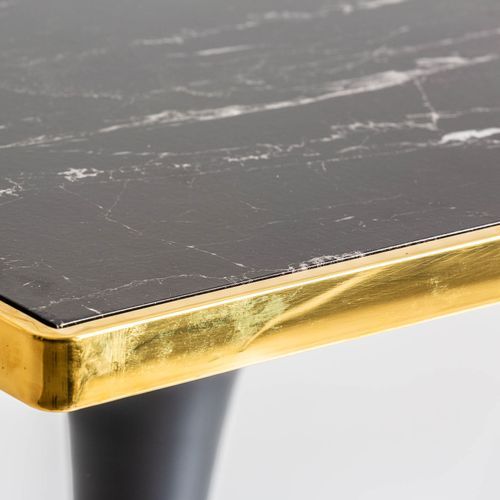 Table d'appoint résine imitation marbre noir et métal doré Nath 2 - Photo n°3; ?>