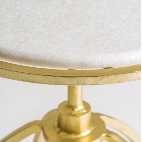 Table d'appoint ronde art déco marbre blanc et métal doré Sacha 2 - Photo n°3; ?>