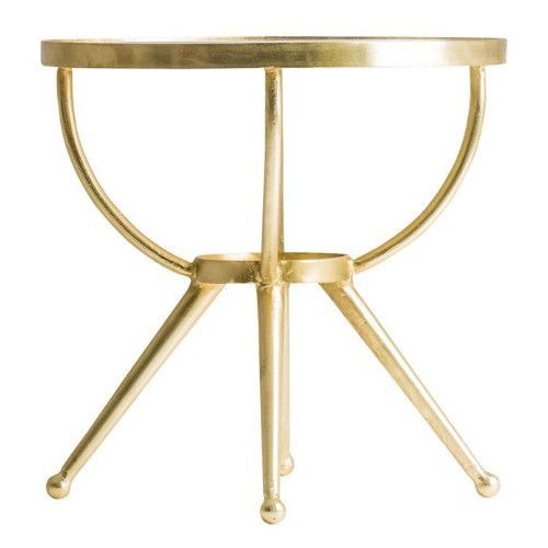 Table d'appoint ronde art déco marbre blanc et métal doré Sacha - Photo n°2; ?>