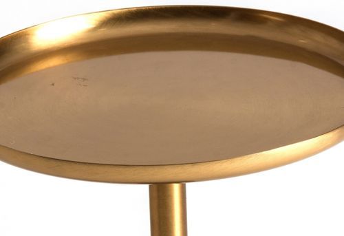 Table d'appoint ronde art déco métal doré et marbre vert Edley - Photo n°2; ?>