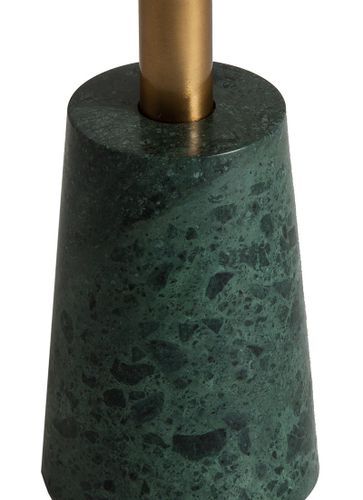 Table d'appoint ronde art déco métal doré et marbre vert Edley - Photo n°3; ?>