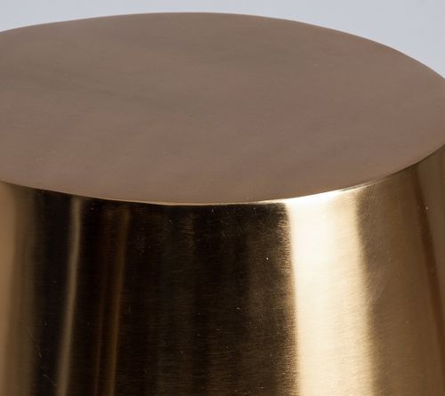 Table d'appoint ronde art déco métal doré et piétement noir Golden - Photo n°3; ?>