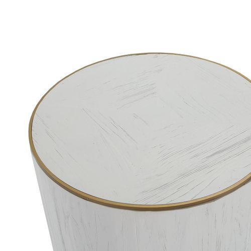 Table d'appoint ronde bois blanc et métal doré Klass D 50 cm - Photo n°2; ?>