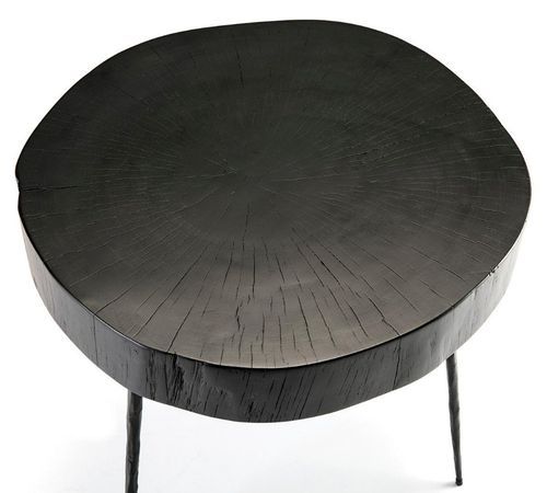 Table d'appoint ronde bois et métal noir Farid - Photo n°2; ?>