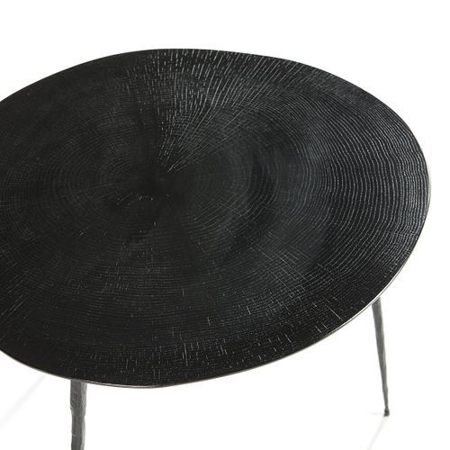 Table d'appoint ronde bois et métal noir Keysha - Photo n°2; ?>