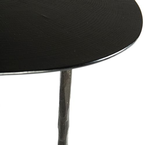 Table d'appoint ronde bois et métal noir Keysha - Photo n°3; ?>