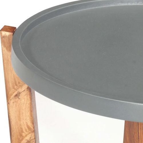 Table d'appoint ronde bois massif gris et clair Dopit - Photo n°3; ?>