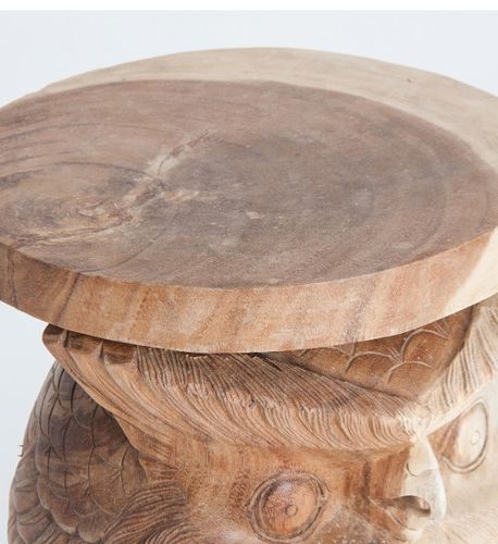 Table d'appoint ronde bois tropical massif clair Atisch - Photo n°3; ?>