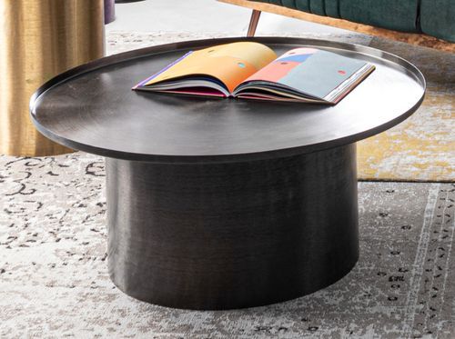 Table d'appoint ronde en acier noir Pita D 80 cm - Photo n°2; ?>