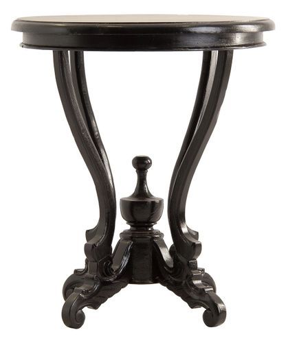 Table d'appoint ronde mahogany massif noir Volut - Photo n°2; ?>