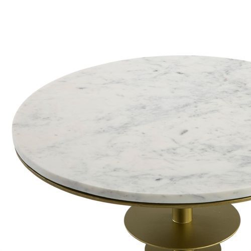 Table d'appoint ronde marbre blanc et métal doré Junie - Photo n°2; ?>
