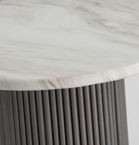 Table d'appoint ronde marbre blanc et métal noir Rivou - Photo n°2; ?>
