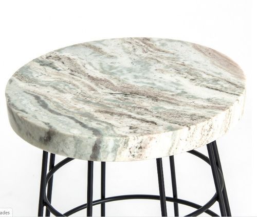 Table d'appoint ronde marbre blanc et métal noir Awa - Photo n°2; ?>