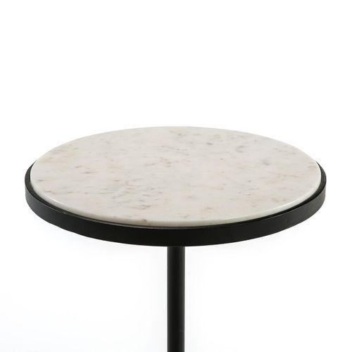 Table d'appoint ronde marbre blanc et métal noir Gena - Photo n°2; ?>