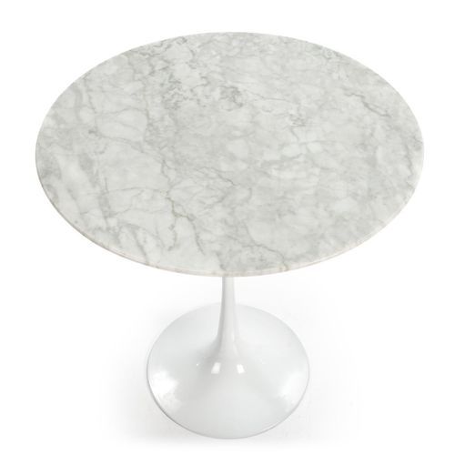 Table d'appoint ronde marbre et fibre de verre blanc Ravies - Photo n°2; ?>