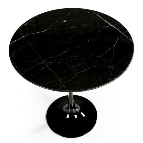 Table d'appoint ronde marbre et fibre de verre noir Ravies - Photo n°2; ?>