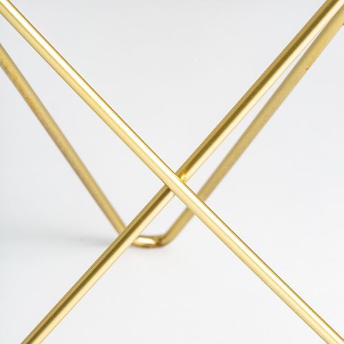 Table d'appoint ronde métal doré et plateau marbre blanc Rench 2 - Photo n°3; ?>
