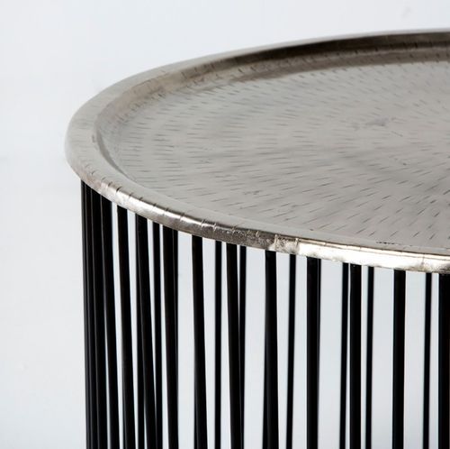 Table d'appoint ronde métal noir et argenté Cirade - Photo n°2; ?>