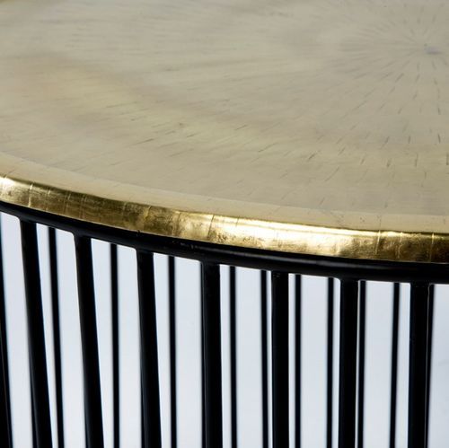 Table d'appoint ronde métal noir et doré Cirade - Photo n°2; ?>