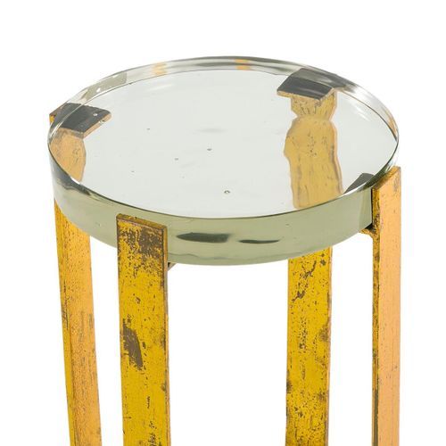 Table d'appoint ronde verre transparent et métal doré Carmen - Photo n°3; ?>