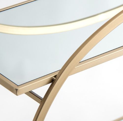 Table d'appoint sur roulettes verre transparent et métal doré Oate - Photo n°3; ?>