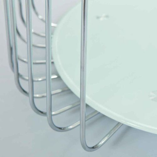 Table d'appoint verre blanc et pieds métal chromé Raya D 50 cm - Photo n°2; ?>