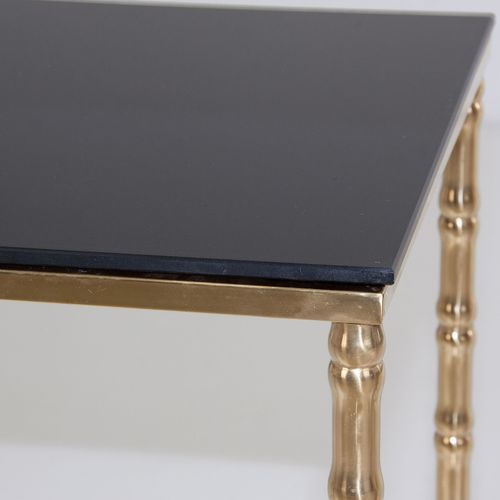 Table d'appoint verre noir et pieds métal doré Zelli - Lot de 3 - Photo n°2; ?>