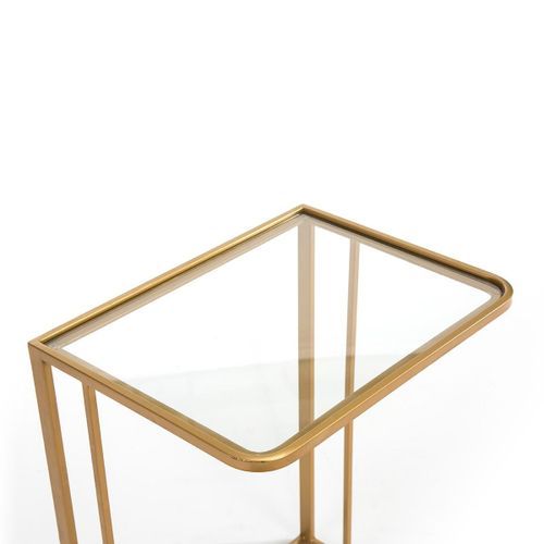 Table d'appoint verre transparent et métal doré Vera - Photo n°3; ?>